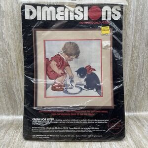 CREAM FOR KITTY DIMENSIONS NO COUNT‎ CROSS STITCH NEW 1987  #3624